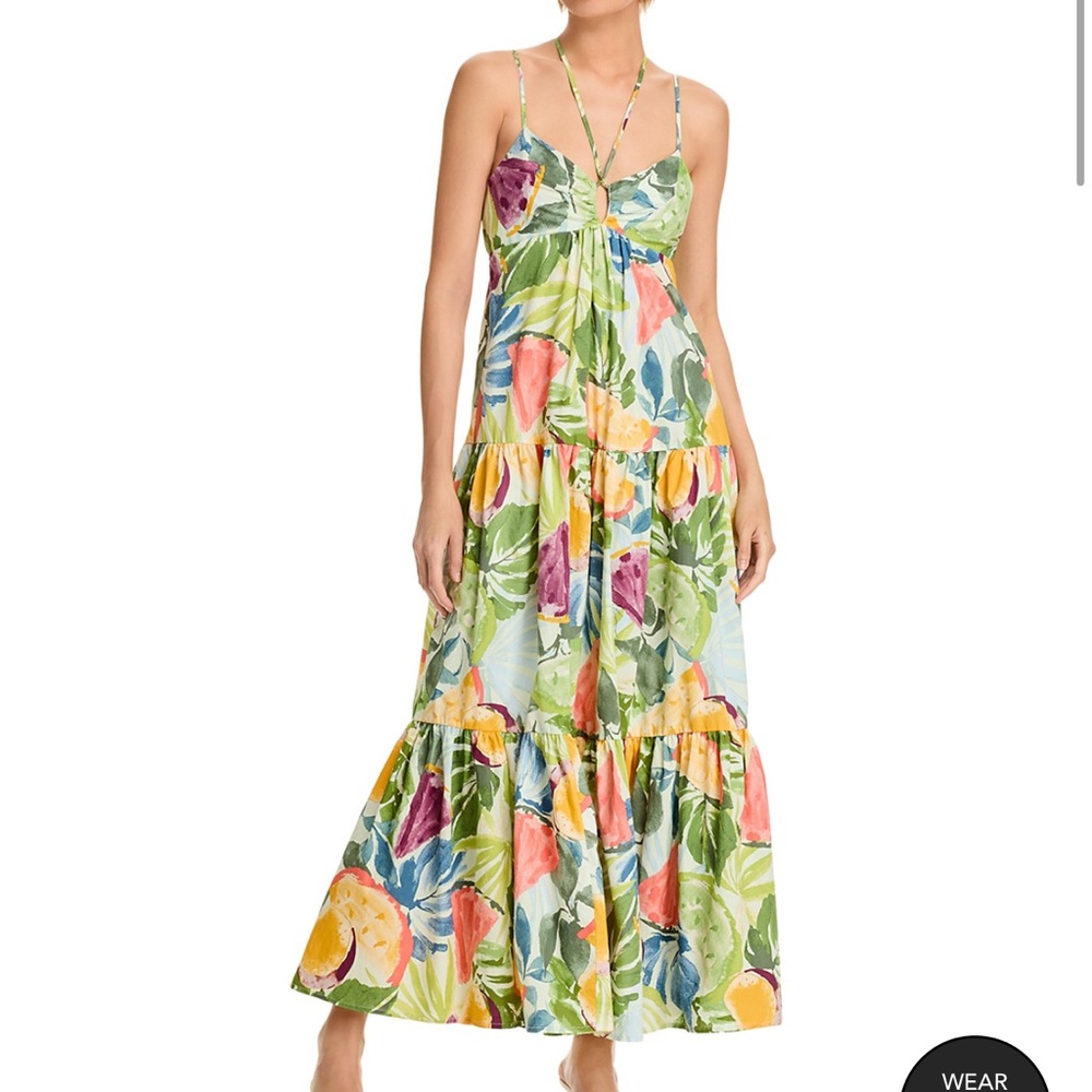 AQUA Printed Tiered Maxi Dress